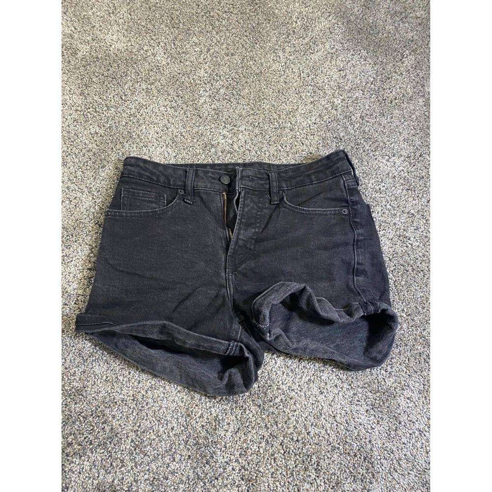 Old Navy OG Straight Denim Shorts Womens 4 High Rise Washed Black Cuffed Jean